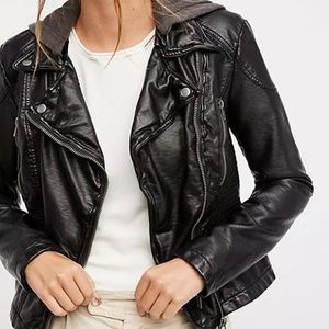 Free People Faux Leather Moto Jacket Size 2